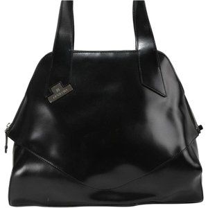 Cromia Large Black Leather Satchel Bag